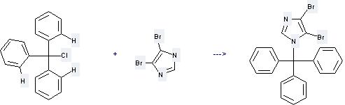 1H-Imidazole,4,5-dibromo-1-(triphenylmethyl)- can be prepared by 4,5-Dibromo-1H-imidazole with Chloro-triphenyl-methane. 